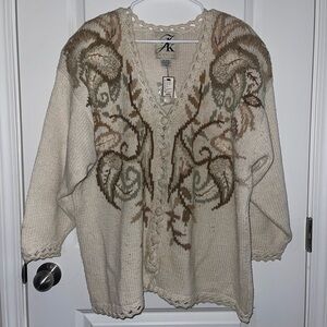Vintage America Cream and Brown Floral Cardigan